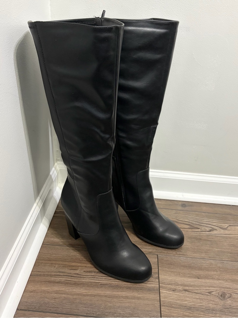 Style & Co. Black Knee-High Block Heel Boots Size 12W Extra Wide Calf